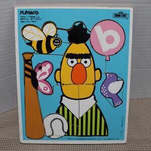 Vintage 1973 Playskool Sesame Street Bert's 'B' Wooden Peg Puzzle 11 Piece USA